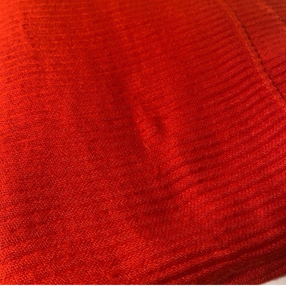 84 Long Red Ribbed Scarf - Picture 11 of 16